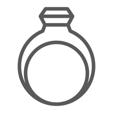 Halka satırı simgesi, takı ve aksesuar, mücevher işareti, vektör grafik, bir doğrusal model beyaz bir arka plan üzerinde.