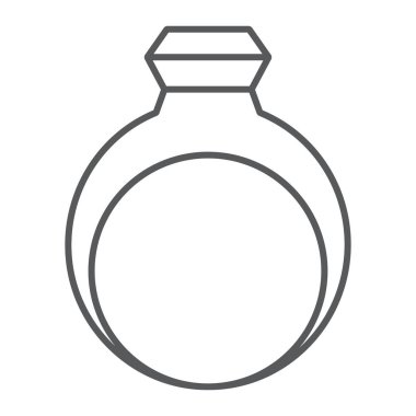 Halka ince çizgi simgesi, takı ve aksesuar, mücevher işareti, vektör grafikleri, Doğrusal model beyaz bir arka plan üzerinde.