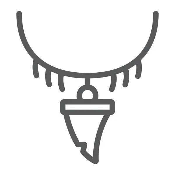 Collar de dientes icono de línea, joyas y accesorios, colgante con signo de diente de tiburón, gráficos vectoriales, un patrón lineal sobre un fondo blanco . — Vector de stock