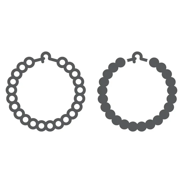 Línea de brazalete de perlas e icono de glifo, joyas y accesorios, signo de brazalete, gráficos vectoriales, un patrón lineal sobre un fondo blanco . — Vector de stock