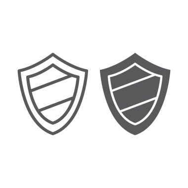Koruma hattı ve glif simgesi, koruma ve güvenlik, kalkan işareti, vektör grafikleri, Doğrusal model beyaz bir arka plan üzerinde.