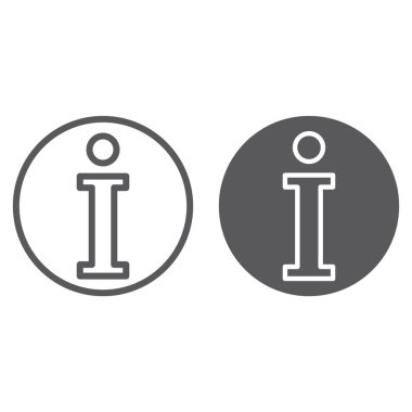 Bilgi hattı ve glif simgesi, yardım ve bilgilendirmek, bilgi işareti, vektör grafikleri, Doğrusal model beyaz bir arka plan üzerinde.