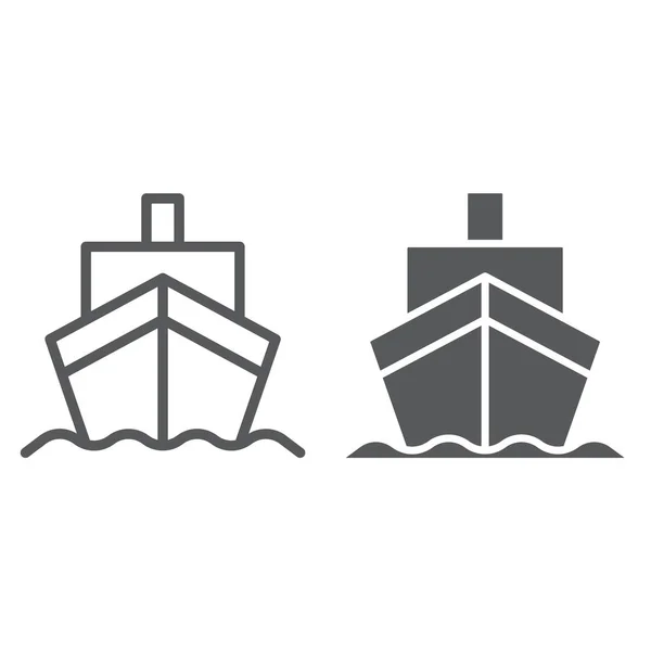Frachtschifflinie und Glyphen-Symbol, Transport und Lieferung, Kreuzfahrtzeichen, Vektorgrafik, ein lineares Muster auf weißem Hintergrund. — Stockvektor