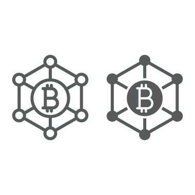 Bitcoin ağ hattı ve glif simgesini, para