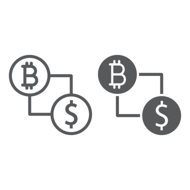 Bitcoin vs doları satır ve karakter simgesi, finans