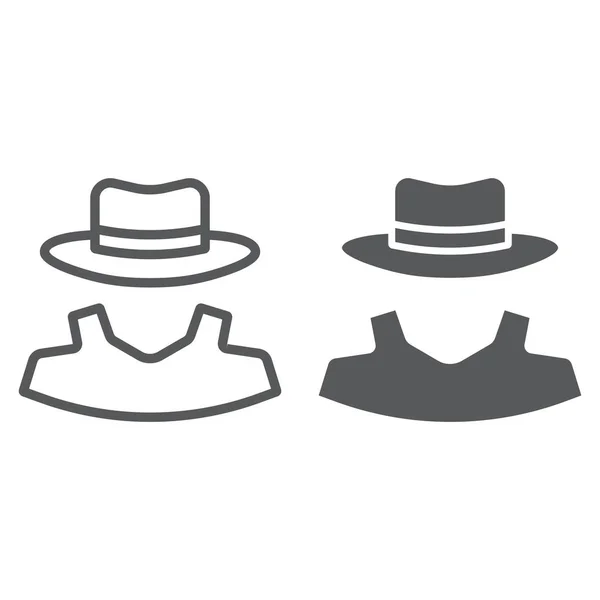 Línea de anonimato e icono de glifo, detective — Vector de stock