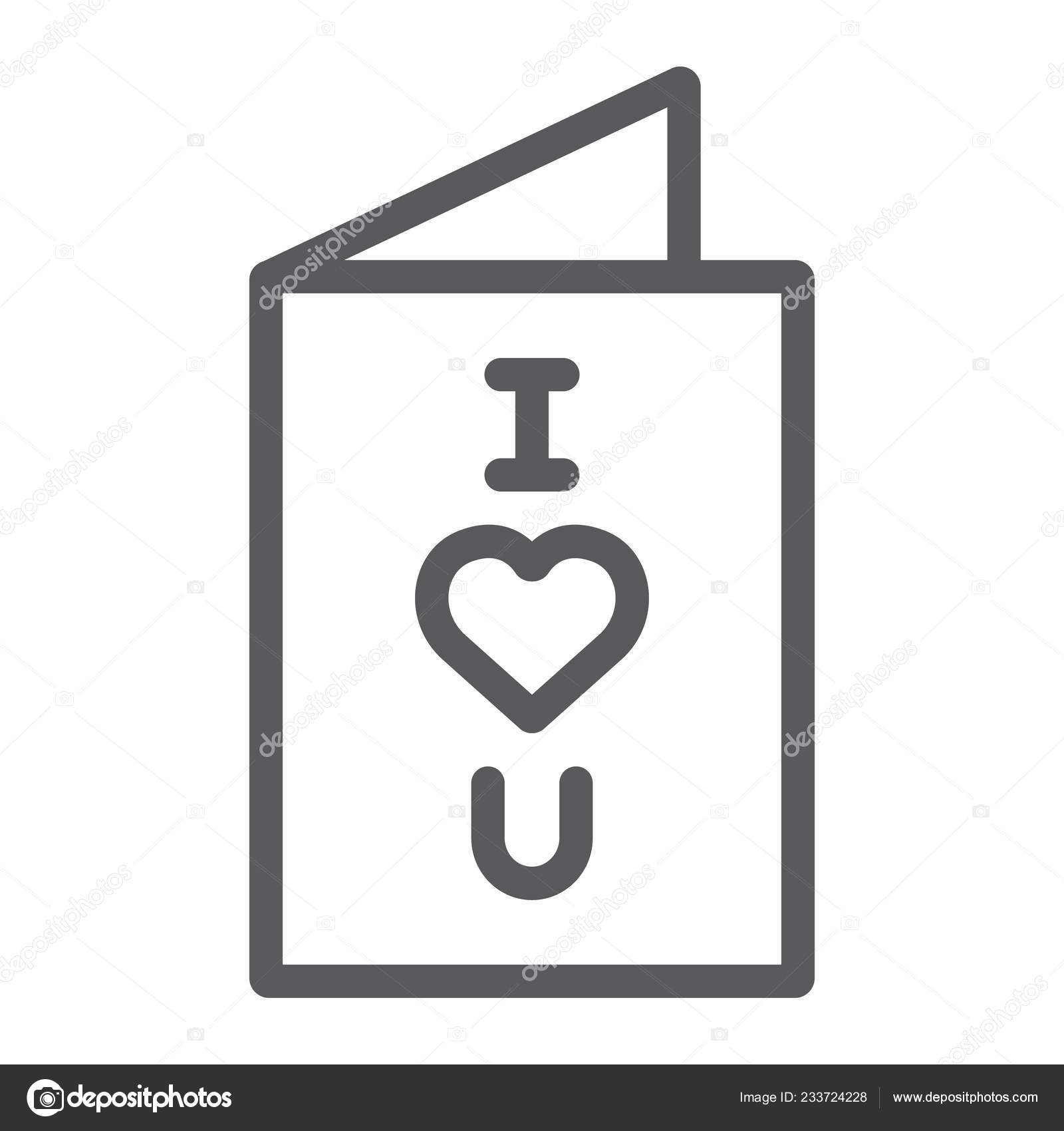 挨拶カード行アイコン バレンタイン はがき カード記号 ベクトル グラフィックス 白い背景の上の線形パターンが大好き ストックベクター C Amin268