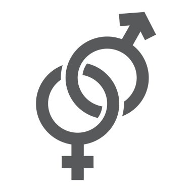 Cinsiyet işaretleri glif simgesi, aşk ve sex, heteroseksüel işareti, vektör grafikleri, beyaz zemin üzerinde sağlam bir desen.
