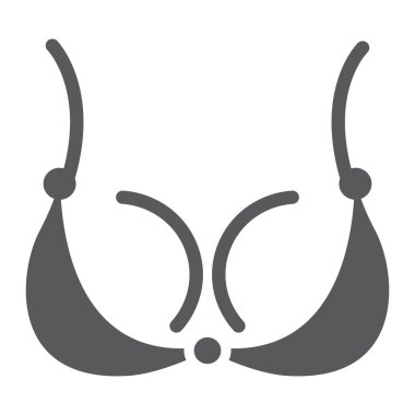 Sutyen glif simgesi, iç çamaşırı ve kadın iç çamaşırı işareti, vektör grafikleri, beyaz zemin üzerinde sağlam bir desen.