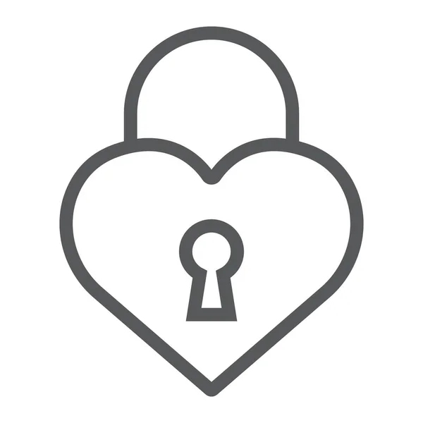 Heart lock line icon, love and padlock, love lock sign, vector graphics, a linear pattern on a white background. — Stock Vector