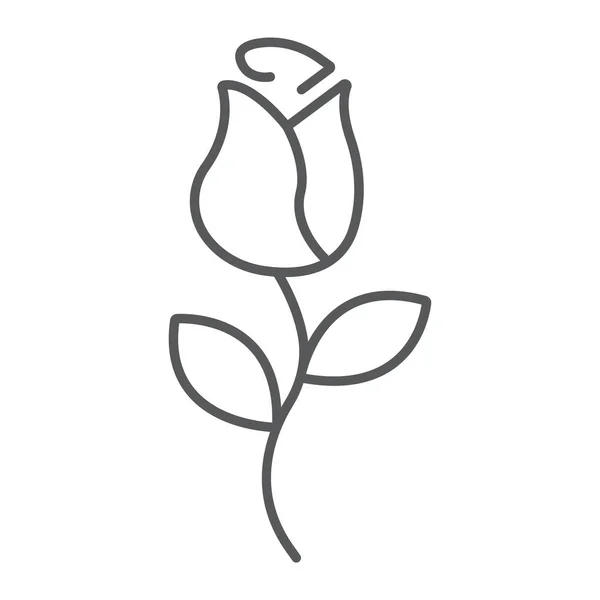 Иконка тонкой линии розы, любовь и цветок, цветочный знак, векторная графика, линейный узор на белом фоне . — стоковый вектор