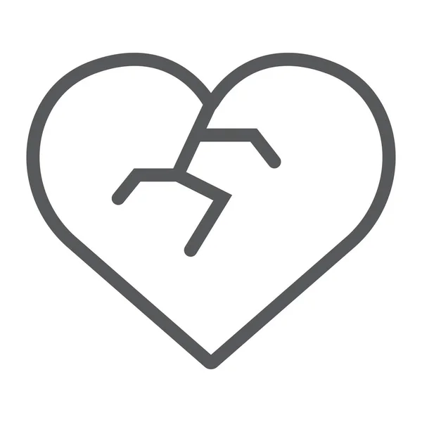 Icono Línea Corazón Roto Amor Roto Signo Angustia Gráficos Vectoriales — Vector de stock