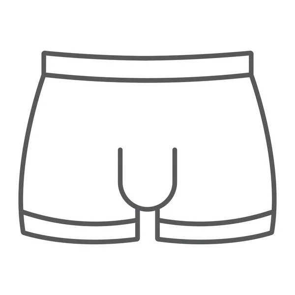 Férfiak underware vékony vonal ikon, a férfi és a fehérnemű, rövidnadrág jel, vektorgrafikus, lineáris szerkezet egy fehér háttér. — Stock Vector