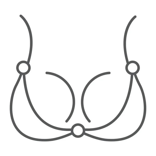 BH tunn linje-ikonen, Underkläder och kvinna, Underkläder tecken, vektorgrafik, en linjär mönster på en vit bakgrund. — Stock vektor