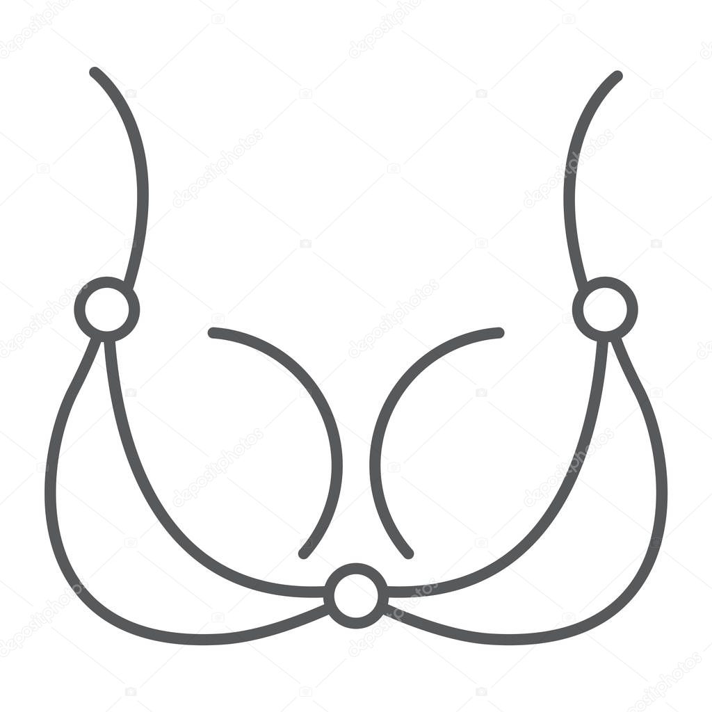 Bra thin line icon, underwear and woman, lingerie sign, vector graphics, a linear pattern on a white background, eps 10.