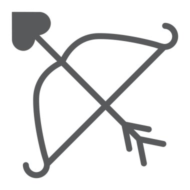 Archer glif simgesi, aşk tanrısı ve aşk, yay ve ok işareti, vektör grafikleri, beyaz zemin üzerinde sağlam bir desen.