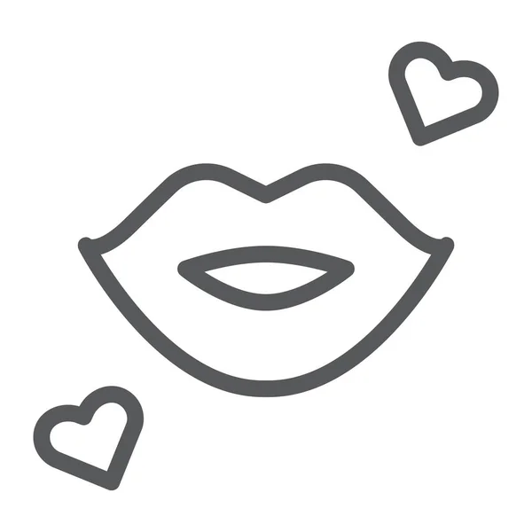 Значок лінії поцілунку, романтика і кохання, знак губ, векторна графіка, лінійний візерунок на білому тлі . — стоковий вектор