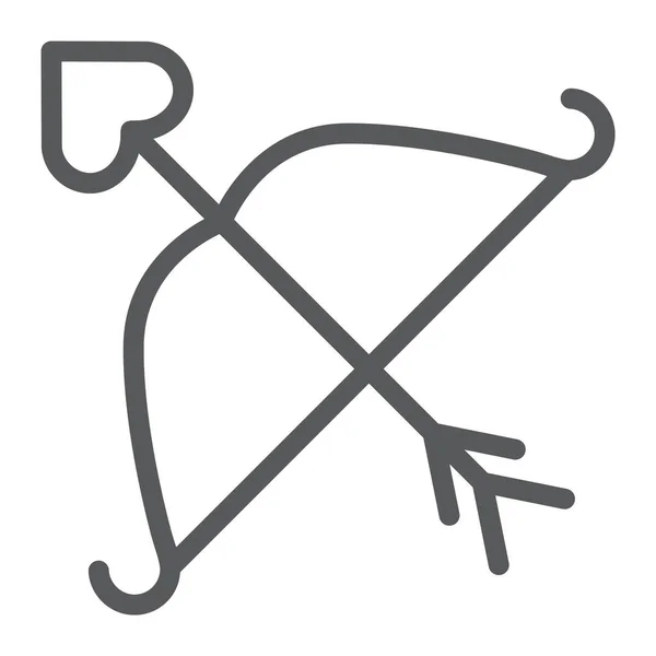 Icono de la línea Archer, Cupido y amor, signo de arco y flecha, gráficos vectoriales, un patrón lineal sobre un fondo blanco . — Archivo Imágenes Vectoriales