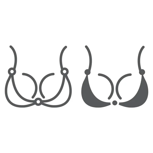 Soutien-gorge ligne et glyphe icône, sous-vêtements et femme, signe de lingerie, graphiques vectoriels, un motif linéaire sur un fond blanc . — Image vectorielle