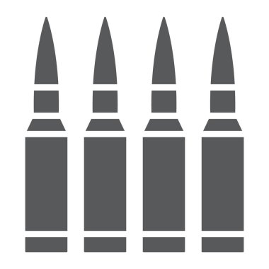 Madde işaretleri glif simgesi, mühimmat ve ordu, kalibre işareti, vektör grafikleri, beyaz zemin üzerinde sağlam bir desen.