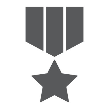 Askeri yıldız glif simgesi, etiket ve ordu, Insignia işareti, vektör grafikleri, beyaz zemin üzerinde sağlam bir desen.