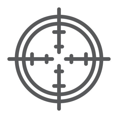 Amacı satırı simgesi, odak ve daire, hedef işareti, vektör grafik, bir doğrusal model beyaz bir arka plan üzerinde.