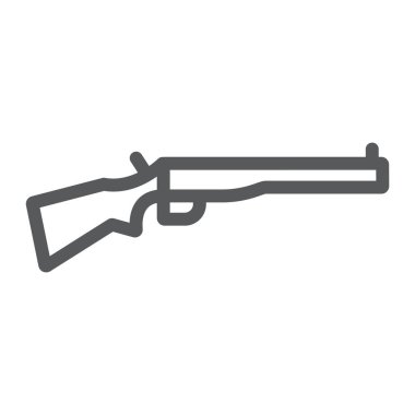 Av tüfeği satırı simgesi, silah ve vektör grafikleri, Doğrusal model beyaz bir arka plan üzerinde askeri, tüfek işareti,.