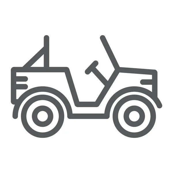 Liniensymbol für Militärfahrzeuge, Transport und Armee, Autoschild, Vektorgrafik, ein lineares Muster auf weißem Hintergrund. — Stockvektor