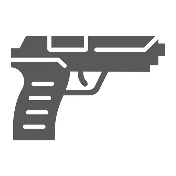 Pistool pistool glyph pictogram, wapen en leger, handgun teken, vector graphics, een effen patroon op een witte achtergrond. — Stockvector