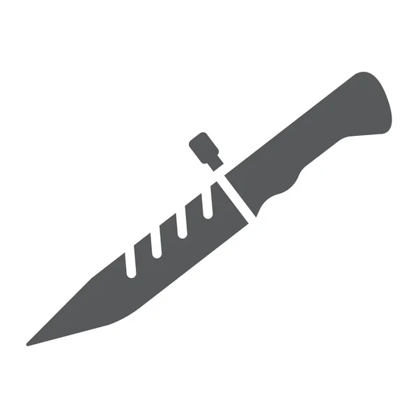 Bayoneta icono de glifo cuchillo, arma y ejército, signo cuchillo de combate, gráficos vectoriales, un patrón sólido sobre un fondo blanco . — Vector de stock