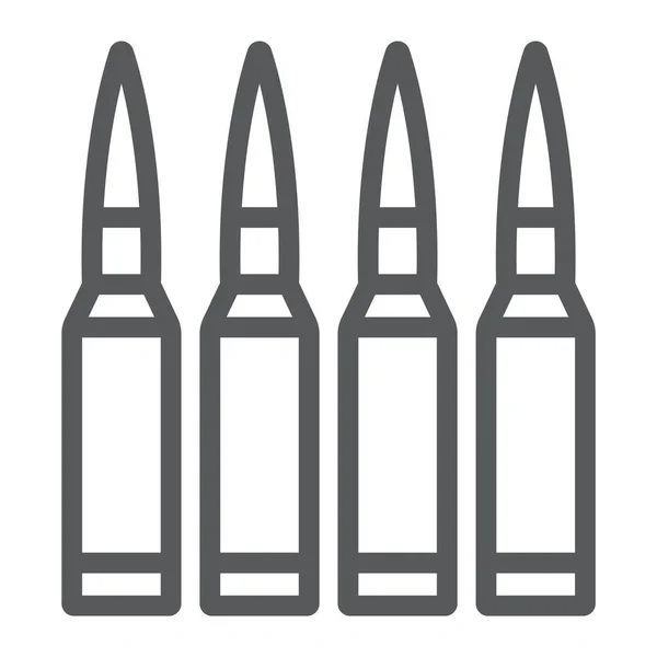 Kugeln Linie Symbol, Munition und Armee, Kaliberzeichen, Vektorgrafik, ein lineares Muster auf weißem Hintergrund. — Stockvektor