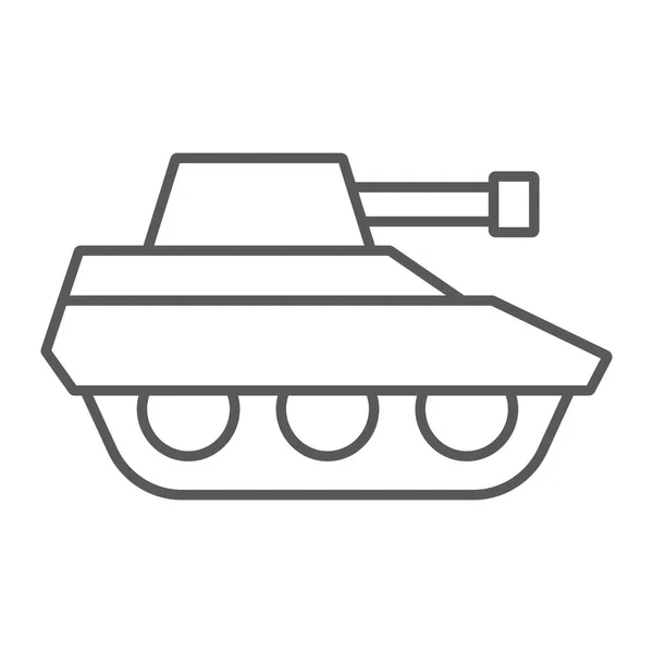 Militärisches Panzersymbol, Krieg und Armee, Fahrzeugschild, Vektorgrafik, ein lineares Muster auf weißem Hintergrund. — Stockvektor