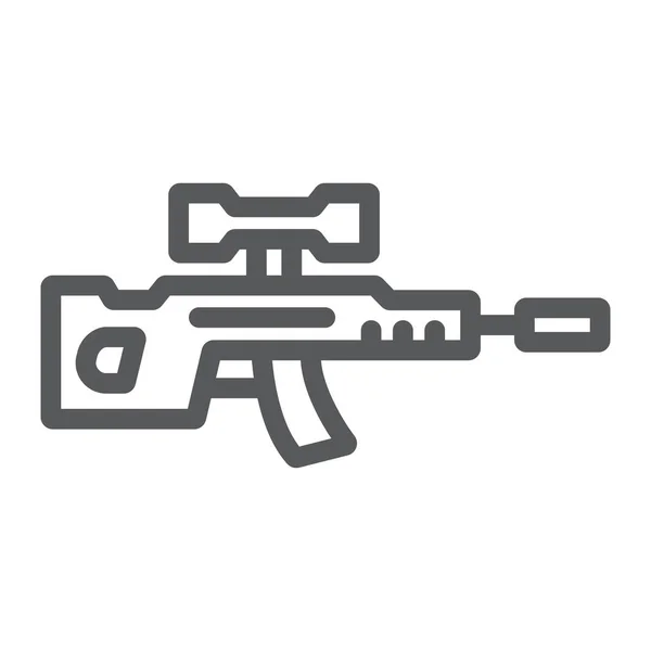 Icono de línea de rifle de francotirador, arma y militar, signo de pistola, gráficos vectoriales, un patrón lineal sobre un fondo blanco . — Vector de stock
