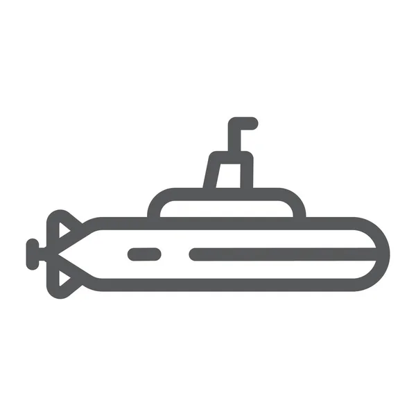 Tengeralattjáró ikonján, óceán és a haditengerészet, csónak jel, vektorgrafikus, lineáris szerkezet egy fehér háttér. — Stock Vector