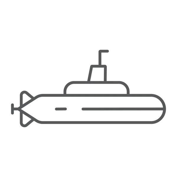 海底の細い線アイコン、海、海軍、船印のベクトル グラフィックス、白い背景の上の線形パターン. — ストックベクタ