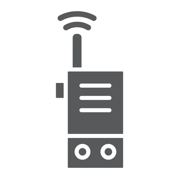 Walkie Talkie Glyph-Symbol, Sicherheit und Kommunikation, Funkgerät Zeichen, Vektorgrafik, ein durchgehendes Muster auf weißem Hintergrund. — Stockvektor