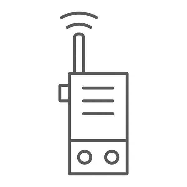 Walkie Talkie Thin Line Icon, Sicherheit und Kommunikation, Funkgerät Zeichen, Vektorgrafik, ein lineares Muster auf weißem Hintergrund. — Stockvektor