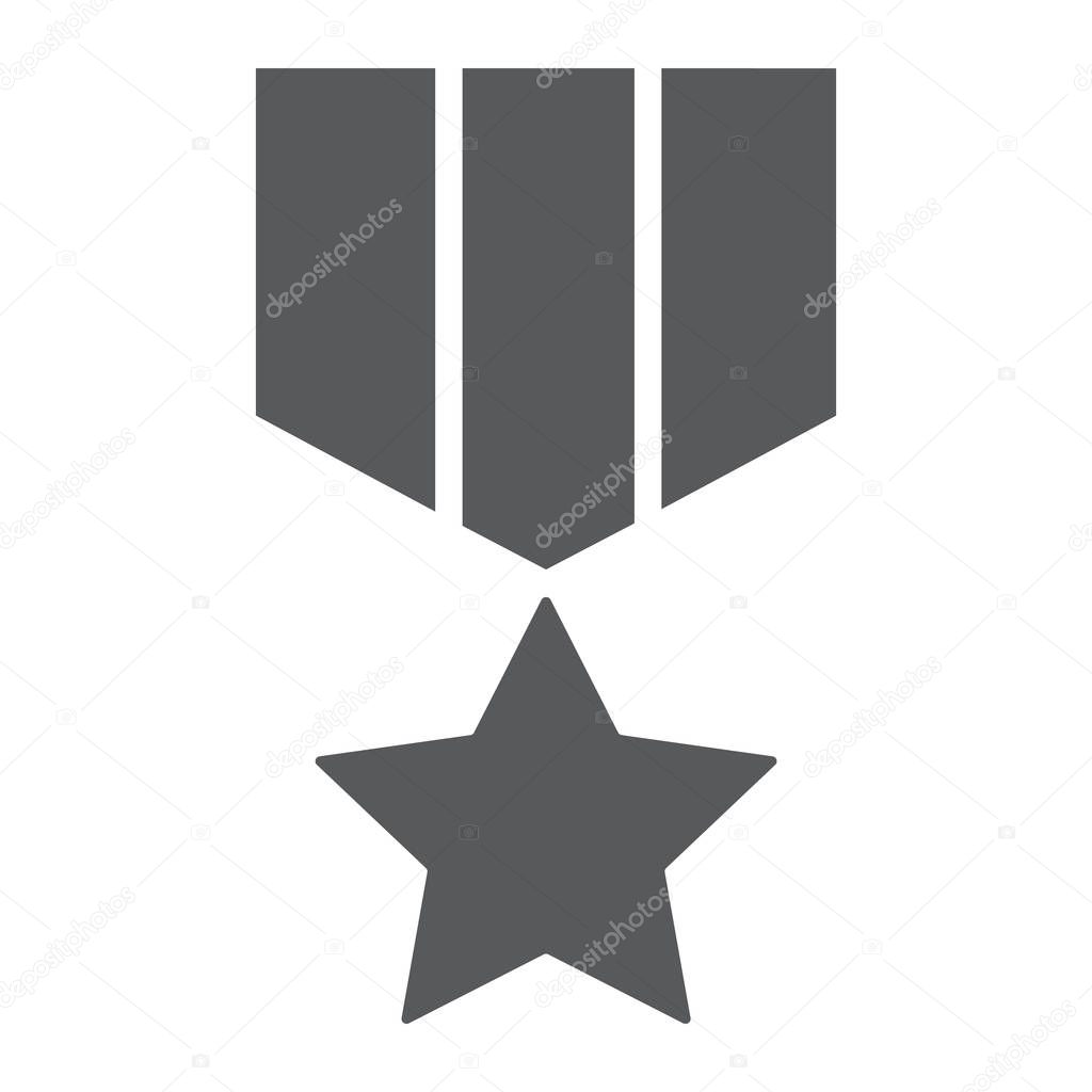 Military star glyph icon, label and army, insignia sign, vector graphics, a solid pattern on a white background.