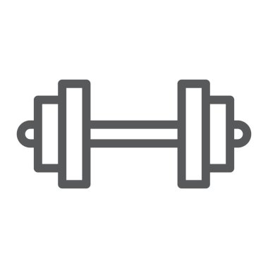 Halter satırı simgesi, spor ve donanımları, halter işareti, vektör grafikleri, Doğrusal model beyaz bir arka plan üzerinde.