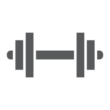 Halter glif simgesi, spor ve donanımları, halter işareti, vektör grafikleri, beyaz zemin üzerinde sağlam bir desen.