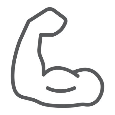 Kas satırı simgesi, vücut geliştirme ve spor, güç işareti, vektör grafik, bir doğrusal model beyaz bir arka plan üzerinde.