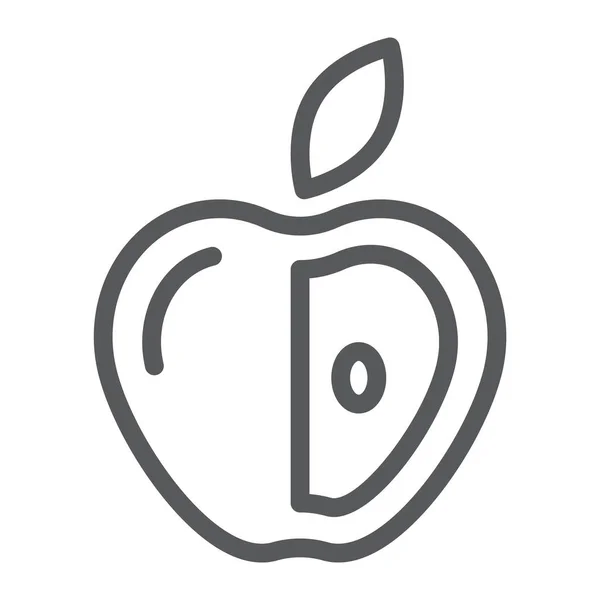 Ícone de linha de dieta saudável, frutas e nutrição, sinal de maçã, gráficos vetoriais, um padrão linear em um fundo branco . — Vetor de Stock