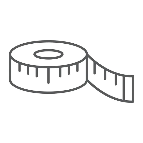 Measuring tape thin line icon, measurement and meter, ruler sign, vector graphics, a linear pattern on a white background. — Stock Vector