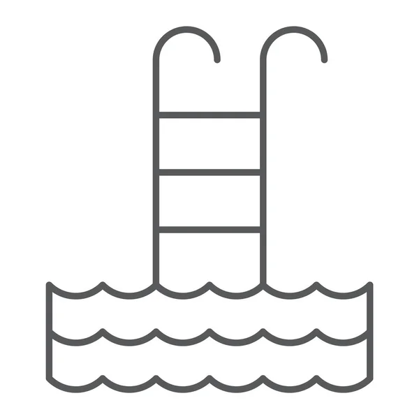 Pool Thin Line Symbol Sport Und Schwimmen Leiterzeichen Vektorgrafik Ein — Stockvektor