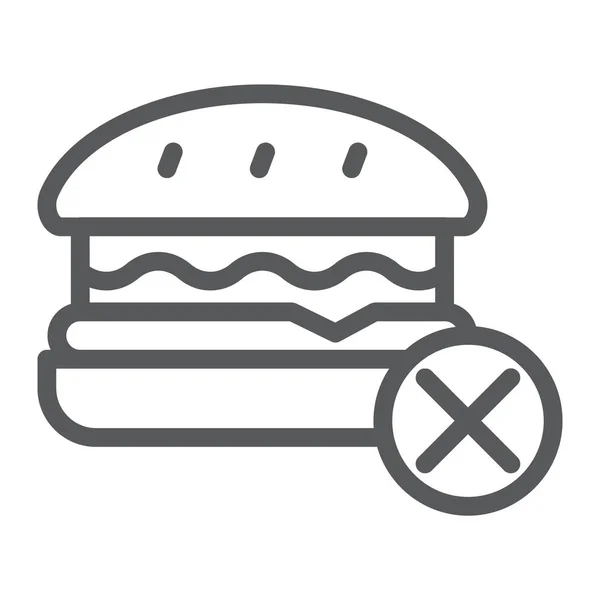 没有快餐线图标, 食物和停止, 汉堡标志, 矢量图形, 在白色背景的线性图案. — 图库矢量图片