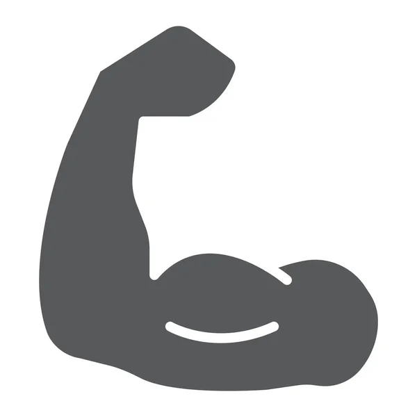 Muskel glyph ikon, bodybuilding och sport, power tecken, vektorgrafik, ett fast mönster på en vit bakgrund. — Stock vektor