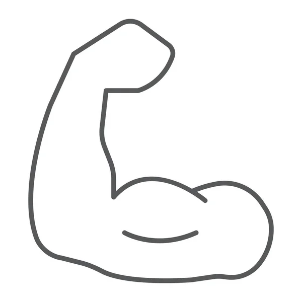Muskel tunn linje-ikonen, bodybuilding och sport, power tecken, vektorgrafik, en linjär mönster på en vit bakgrund. — Stock vektor