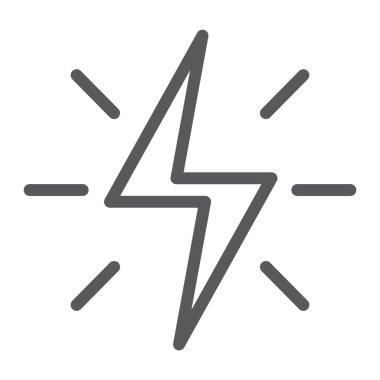 Yıldırım işareti, vektör grafikleri, Doğrusal model beyaz bir arka plan üzerinde elektrik ve enerji, enerji satırı simgesi.