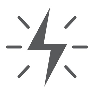 Enerji glif simgesi, elektrik, güç, işareti, vektör grafik, bir katı model beyaz bir arka planda eps 10 yıldırım.