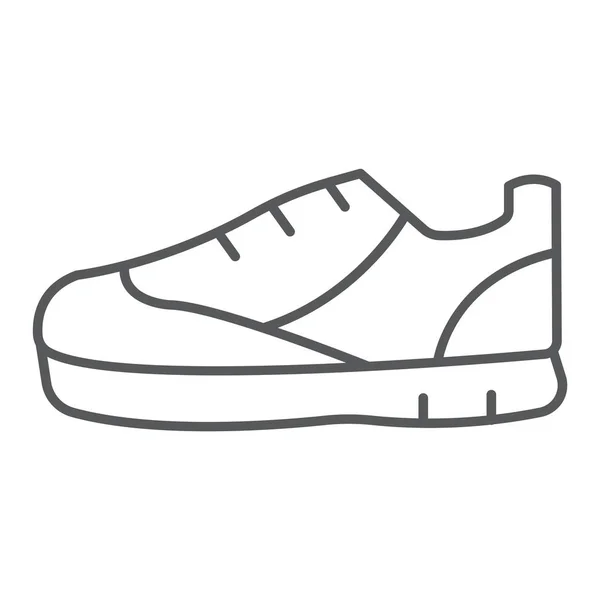 スポーツ シューズ細い線アイコン、履物、靴、スニーカーの記号、ベクトル グラフィックス、白い背景の上の線形パターン. — ストックベクタ